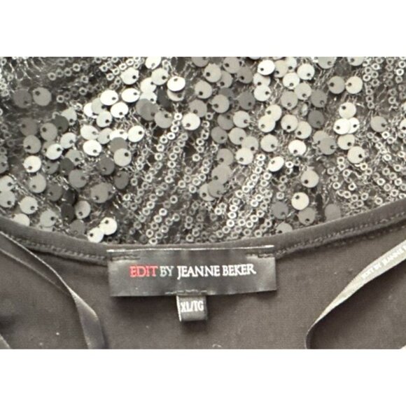 Jeanne Beker black dress sexy short sleveless sequin scoop flapper Gatsby - Picture 7 of 8